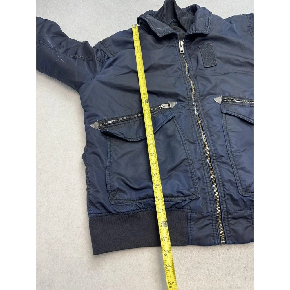 Superdry Jacket Mens 2XL Blue Nylon Bomber Union Jack Zip Pockets M50072NP